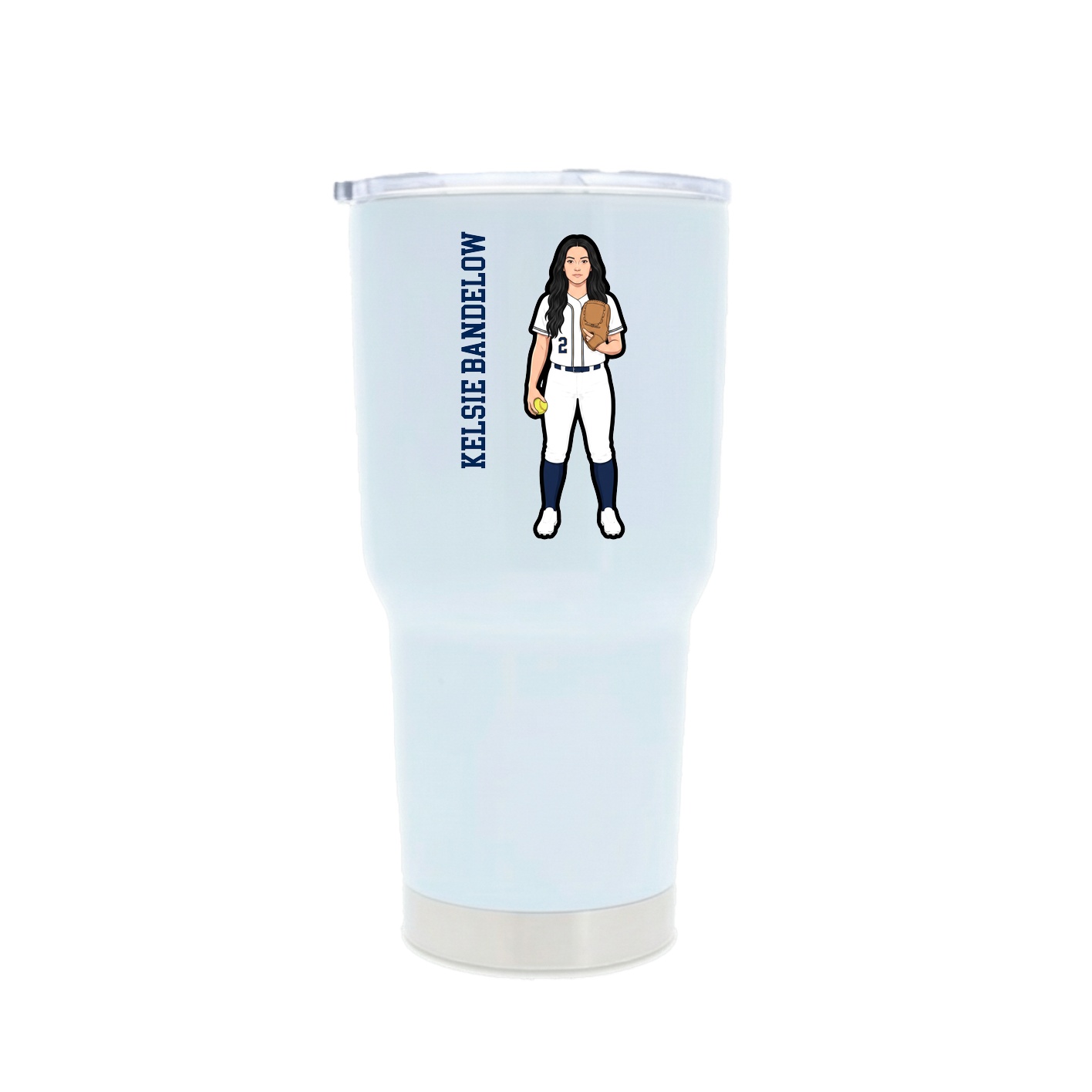 30oz Stainless Steel Tumbler — Name Vertical in White