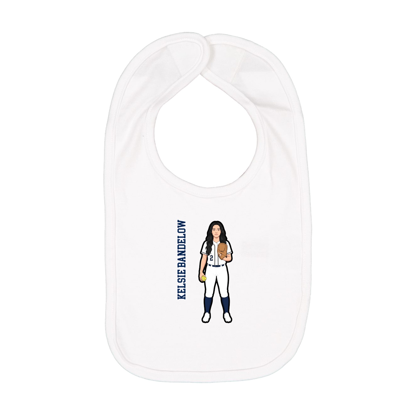 Infant Bib — Name Vertical in White