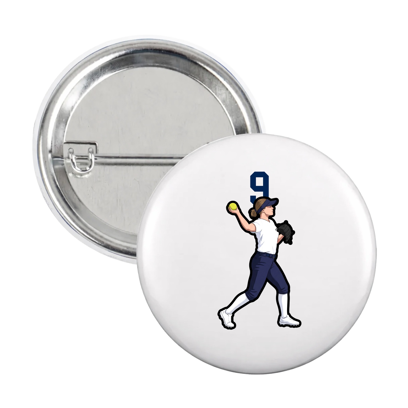 Game Day Button — Number Top in White