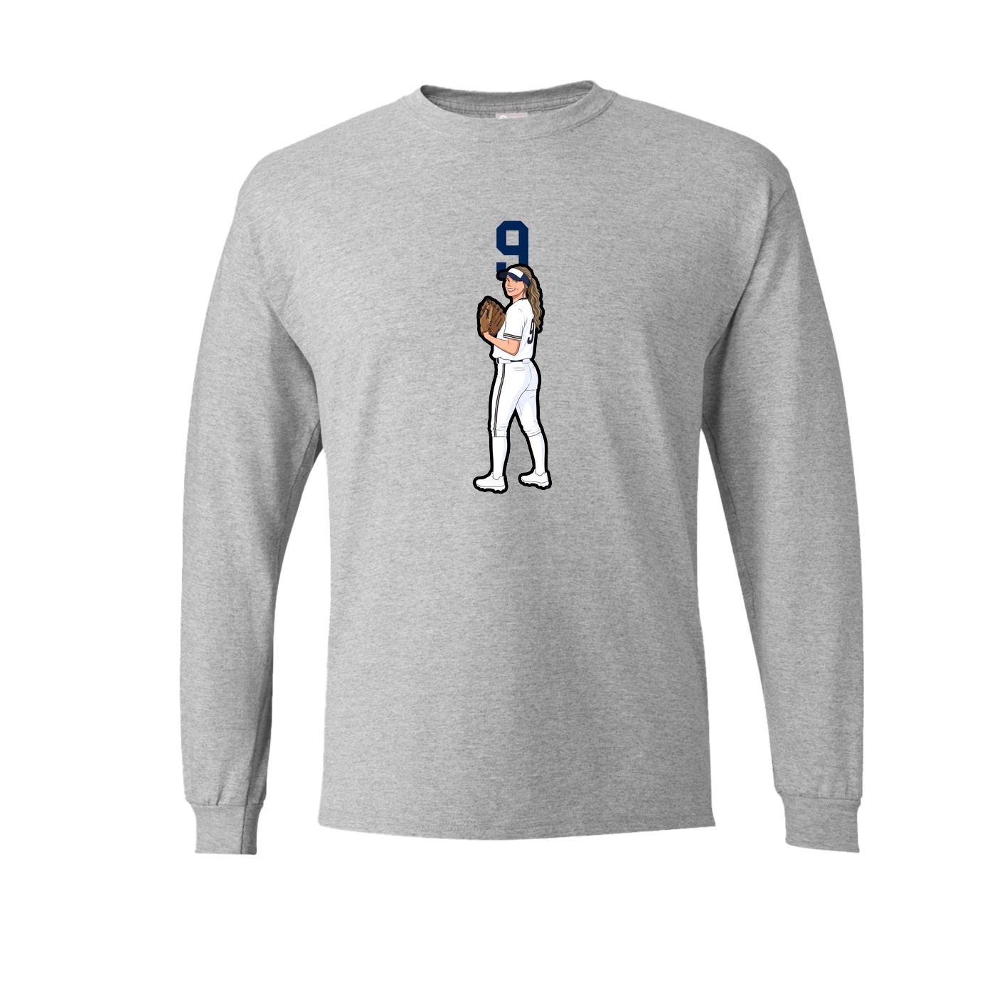 Long Sleeve Tee — Number Top in Grey