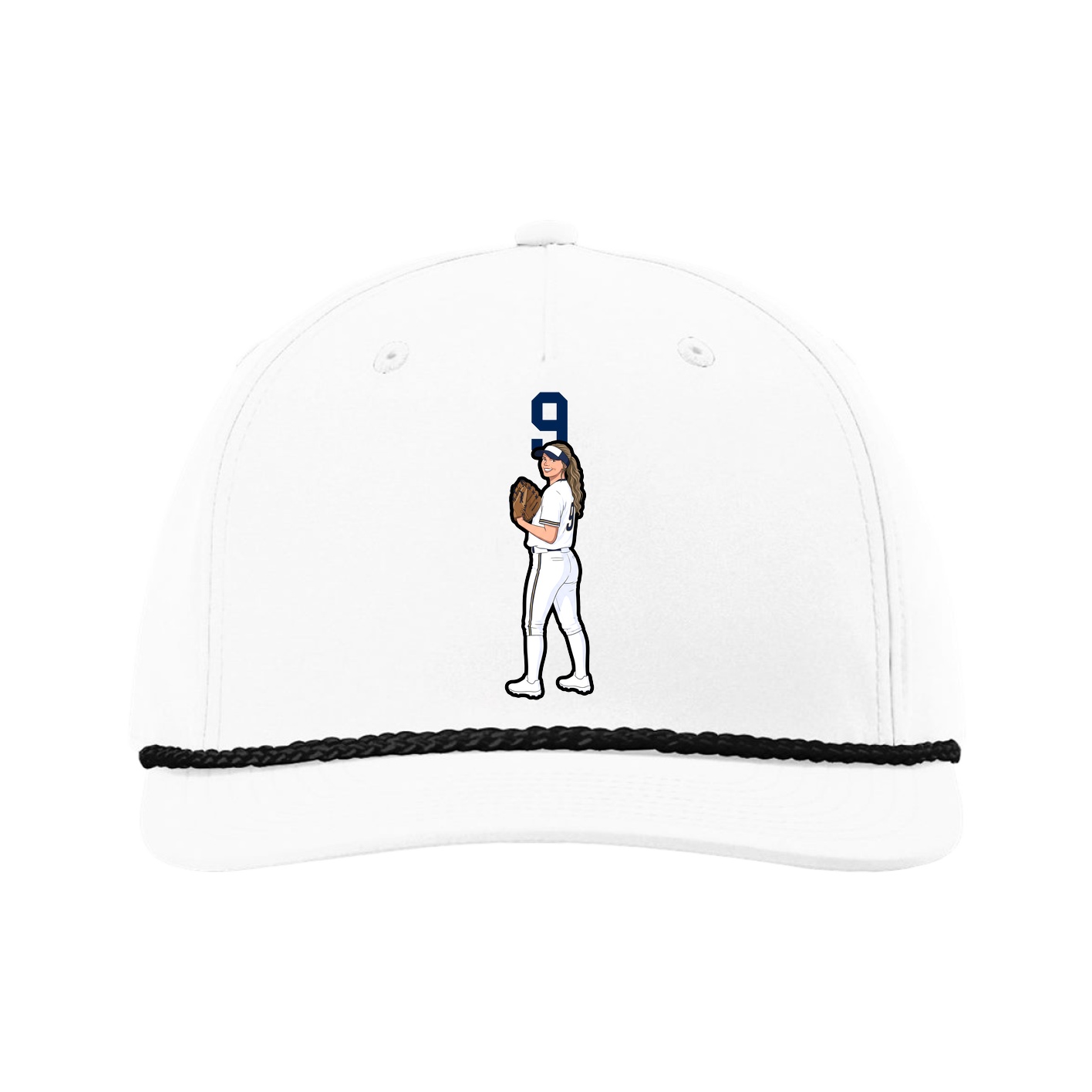 Five-Panel Classic Rope Cap — Number Top in White