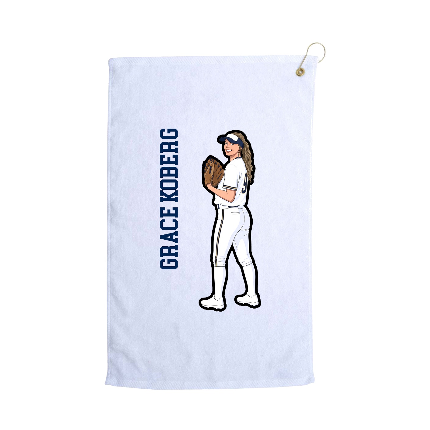 Golf Towel — Name Vertical in White