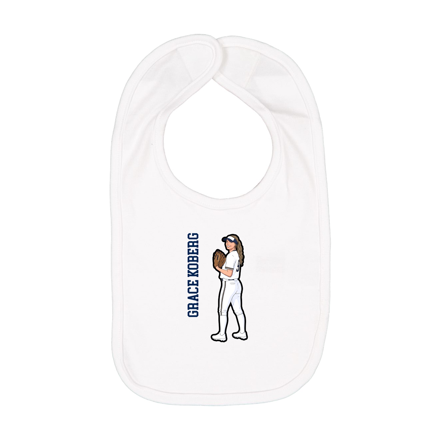 Infant Bib — Name Vertical in White