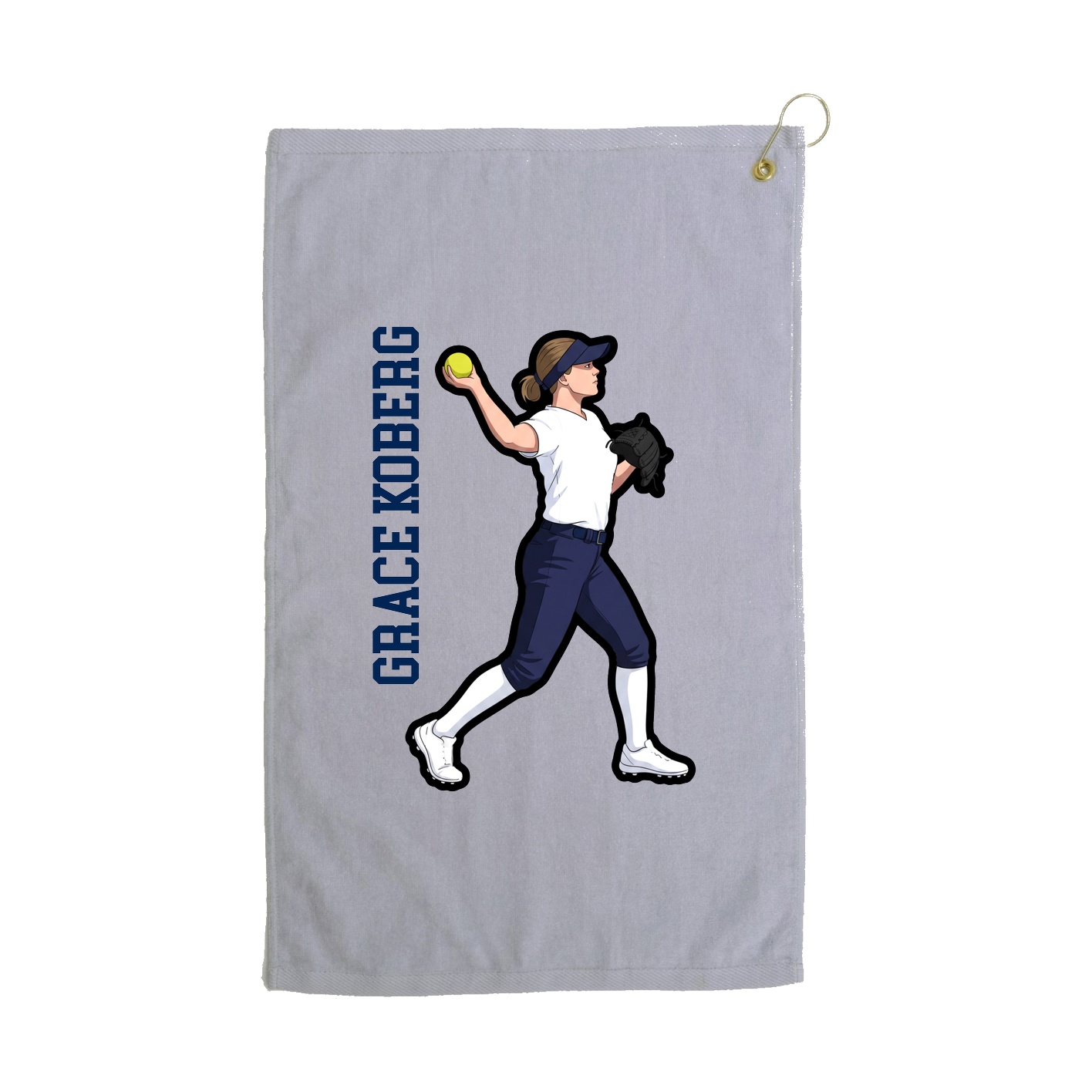 Golf Towel — Name Vertical in Grey