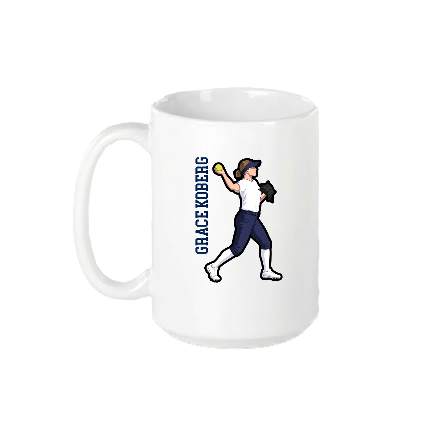 15oz Coffee Mug — Name Vertical in White