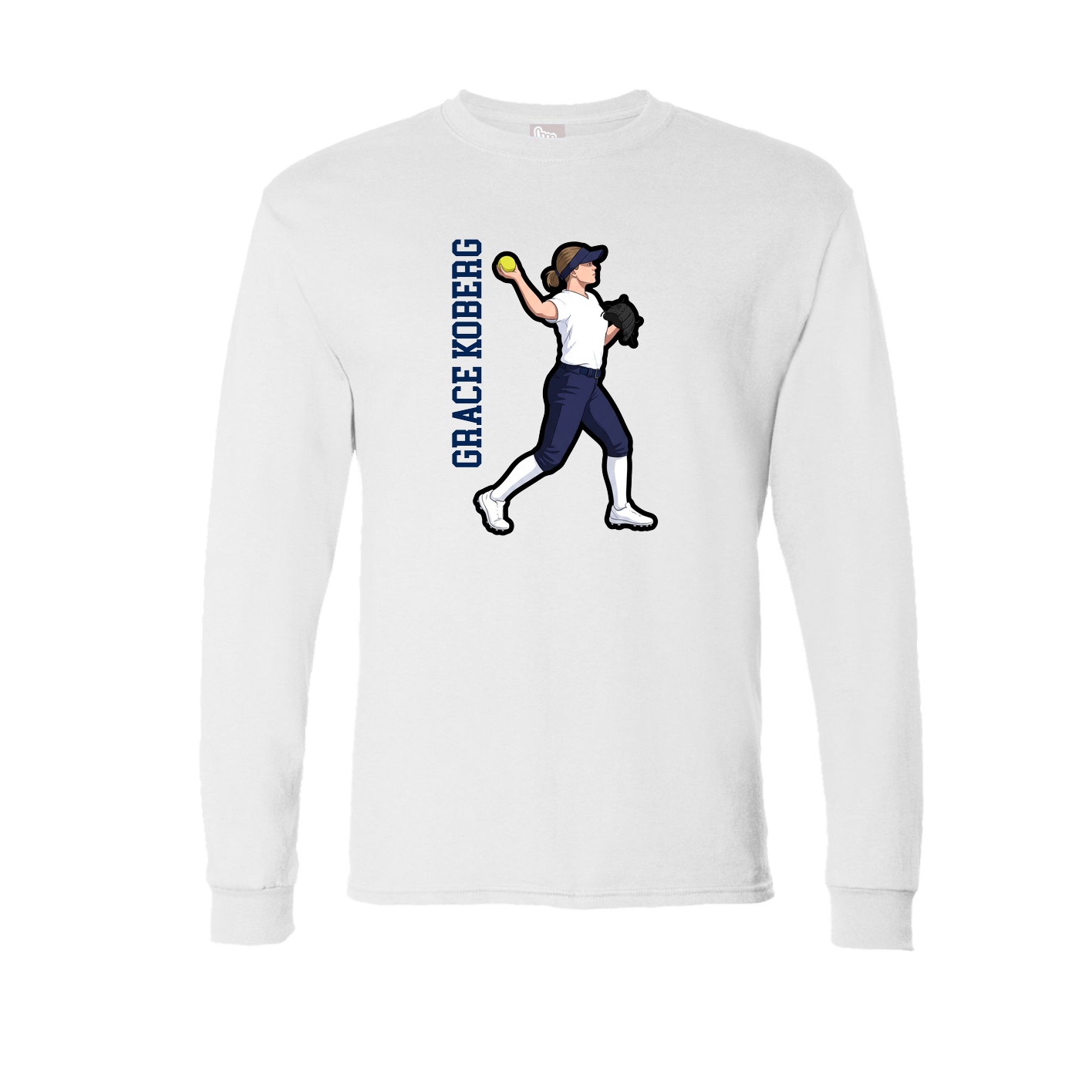 Long Sleeve Tee — Name Vertical in White