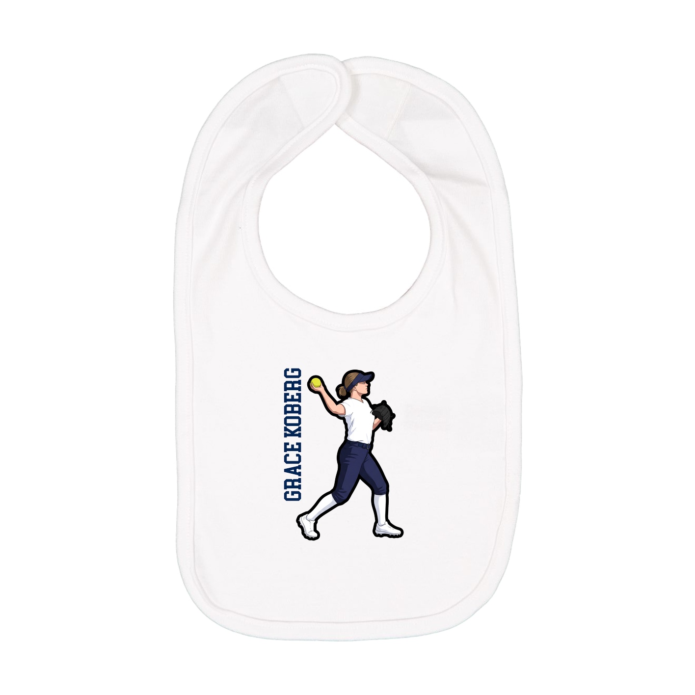 Infant Bib — Name Vertical in White