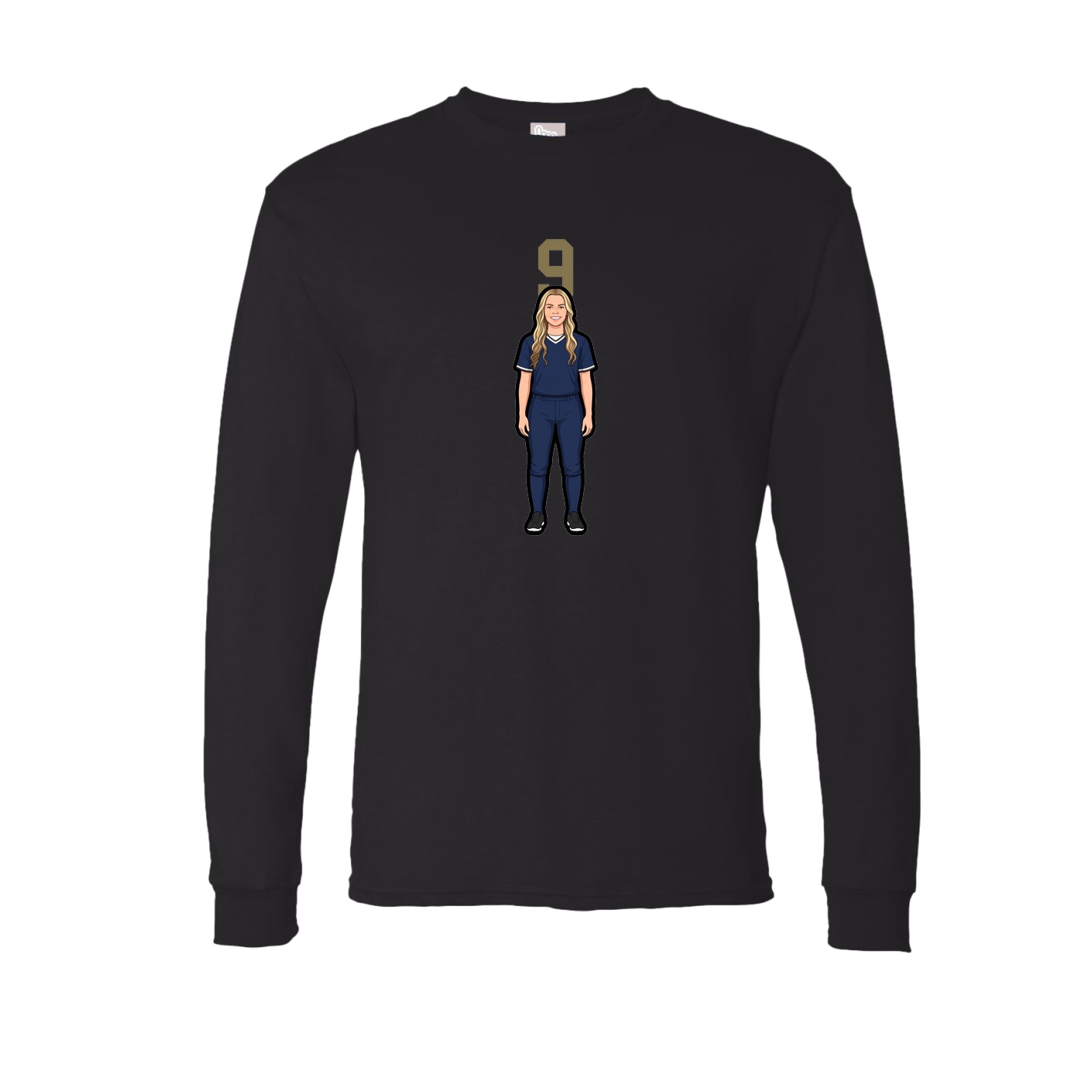Long Sleeve Tee — Number Top in Black