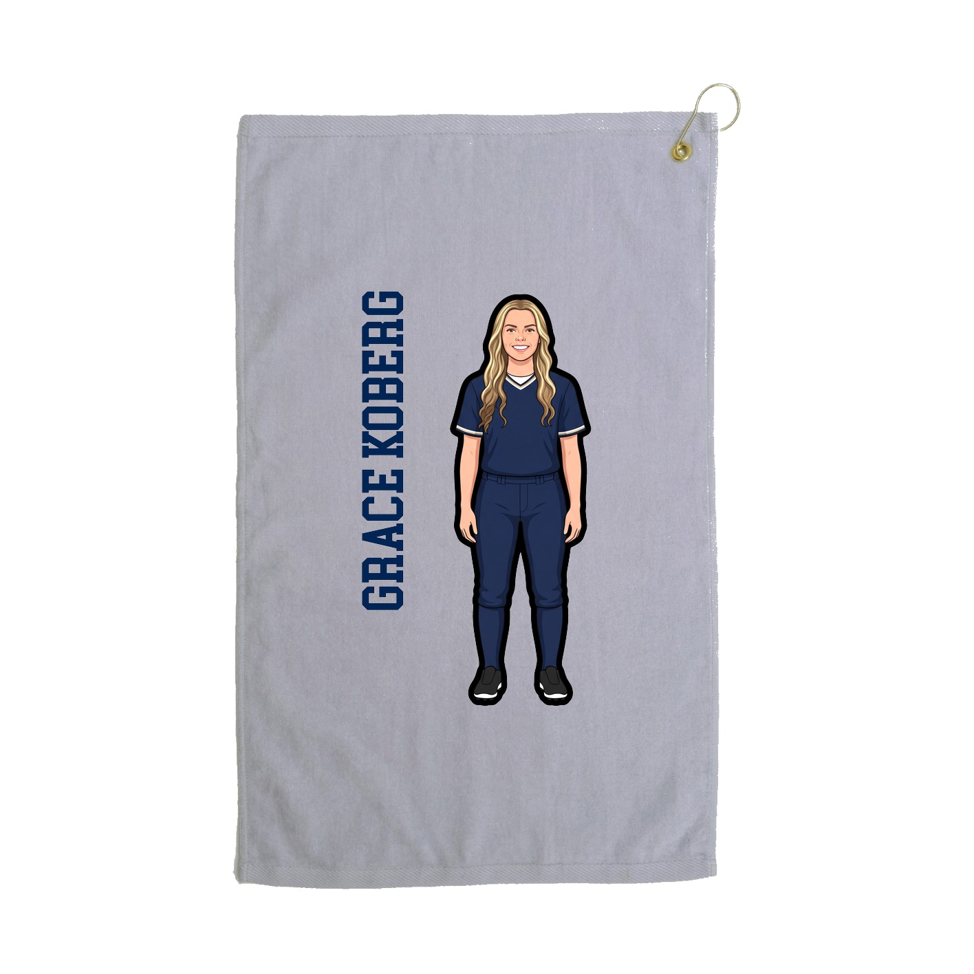 Golf Towel — Name Vertical in Grey