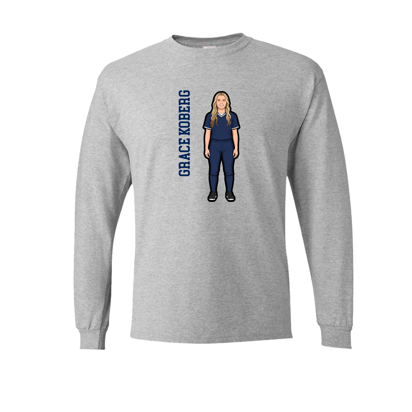Long Sleeve Tee — Name Vertical in Grey