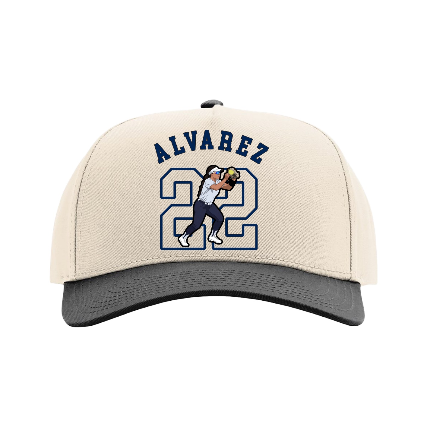 Full Fabric Five-Panel Champ Cap — Shirsey Arch in Cream/Black