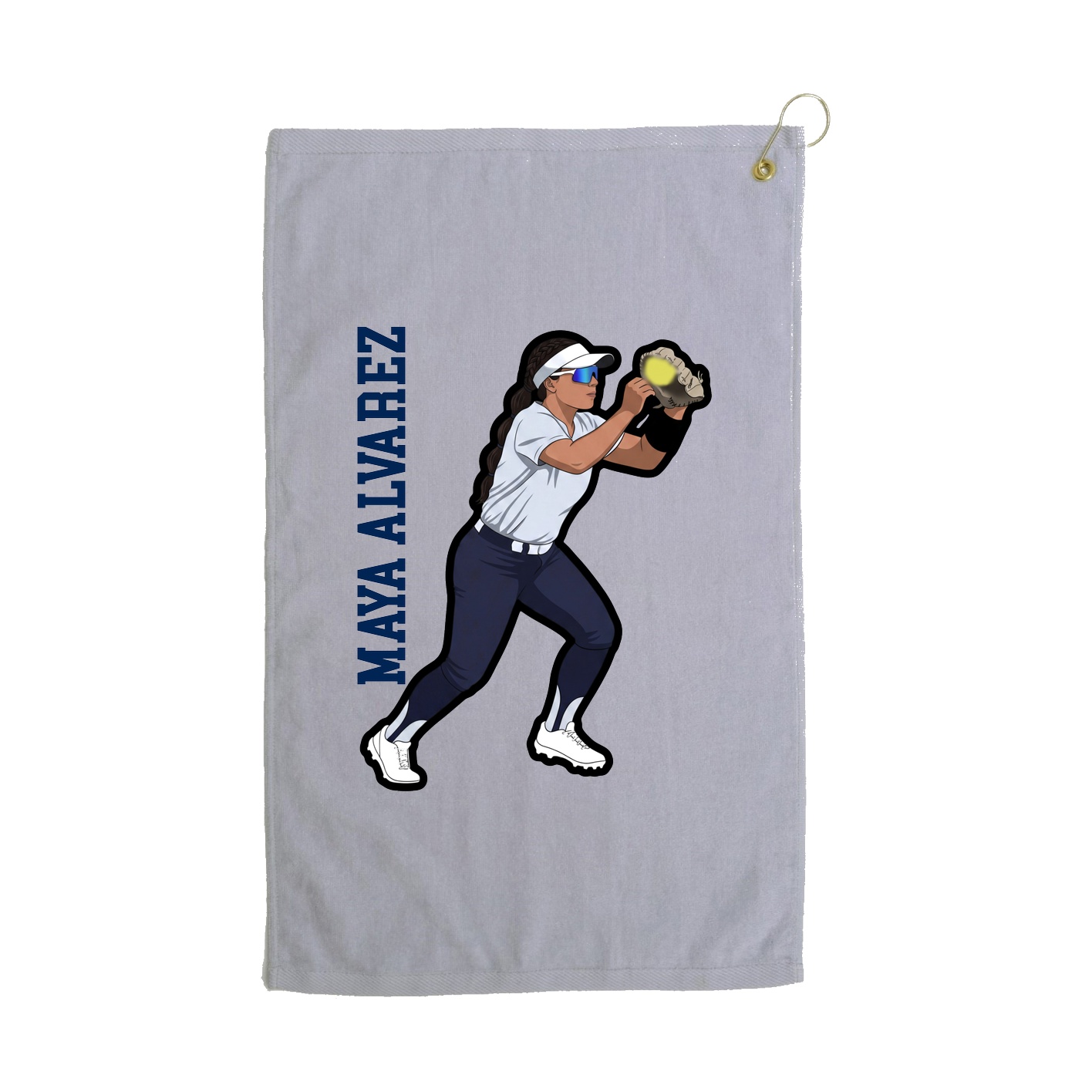 Golf Towel — Name Vertical in Grey