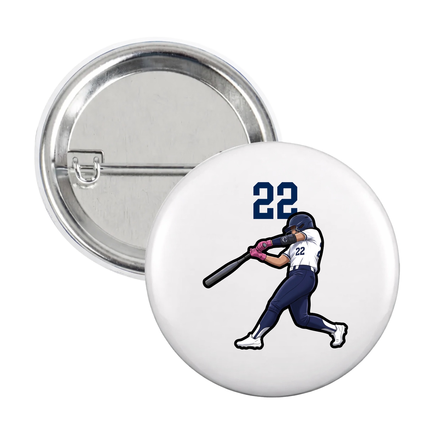 Game Day Button — Number Top in White