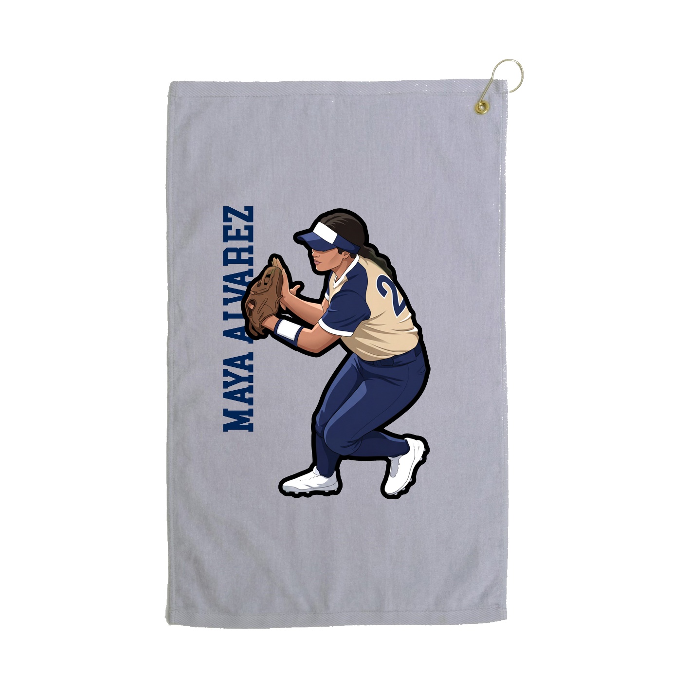 Golf Towel — Name Vertical in Grey