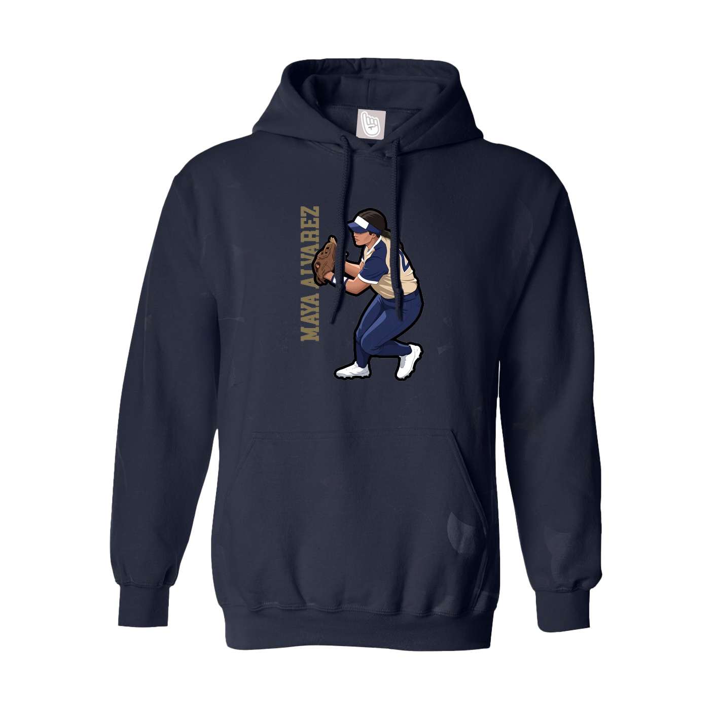 Youth Hoodie — Name Vertical in Navy