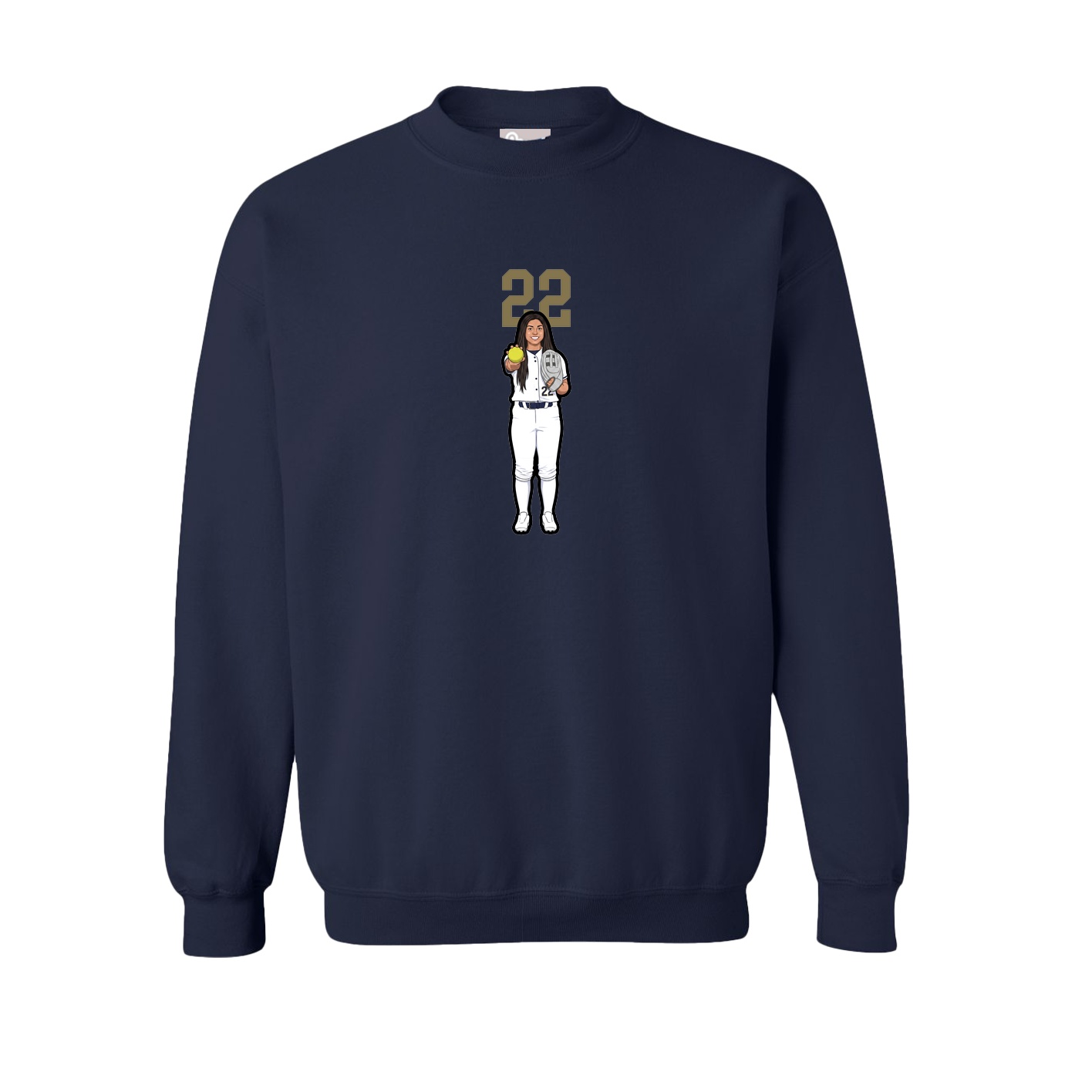 Fleece Crew — Number Top in Navy