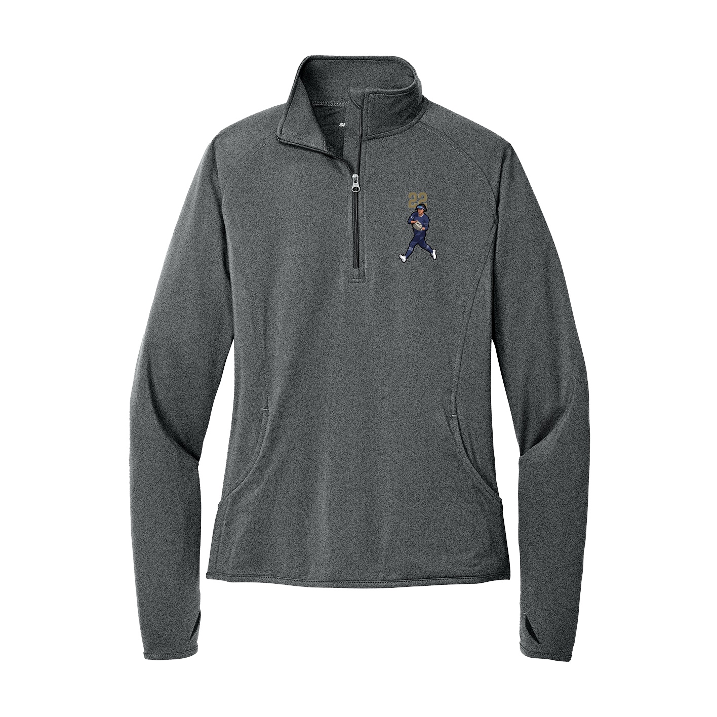 Women's Q-Zip Pullover — Number Top in Grey