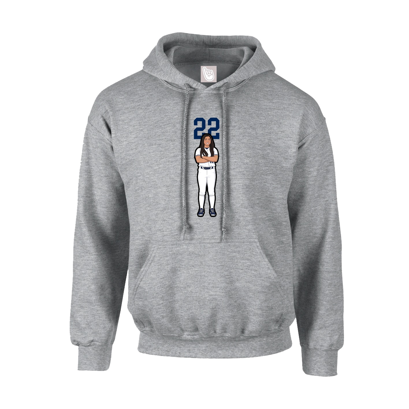 Hoodie — Number Top in Grey