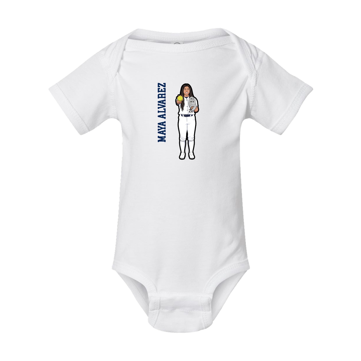 Baby Onesie — Name Vertical in White