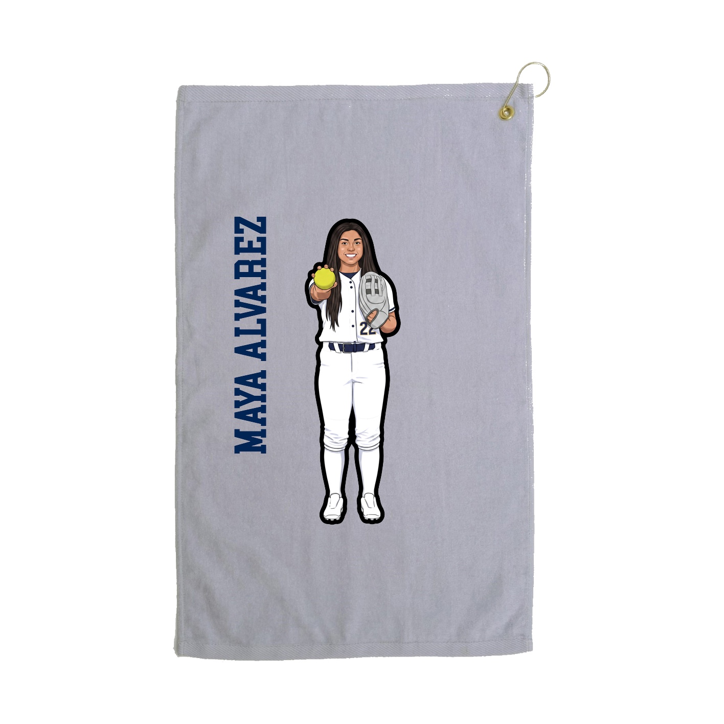 Golf Towel — Name Vertical in Grey