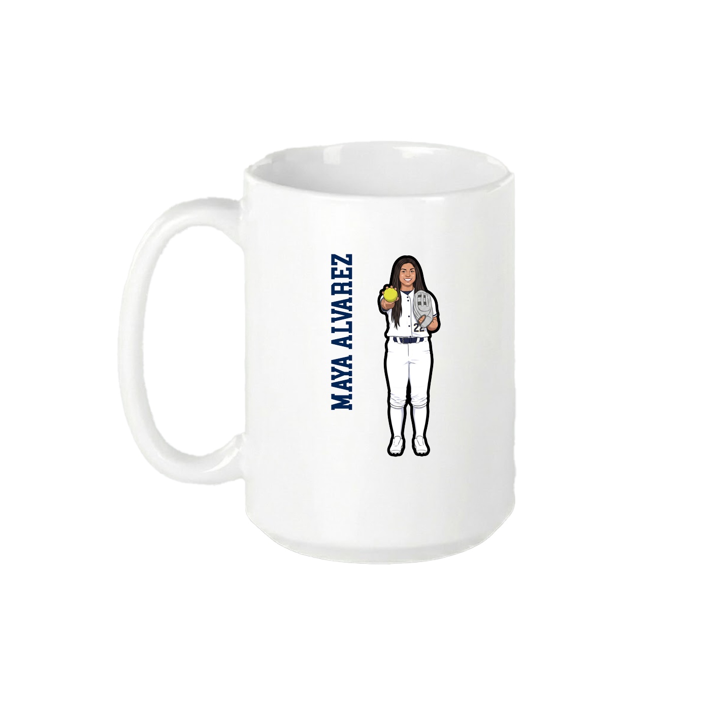 15oz Coffee Mug — Name Vertical in White