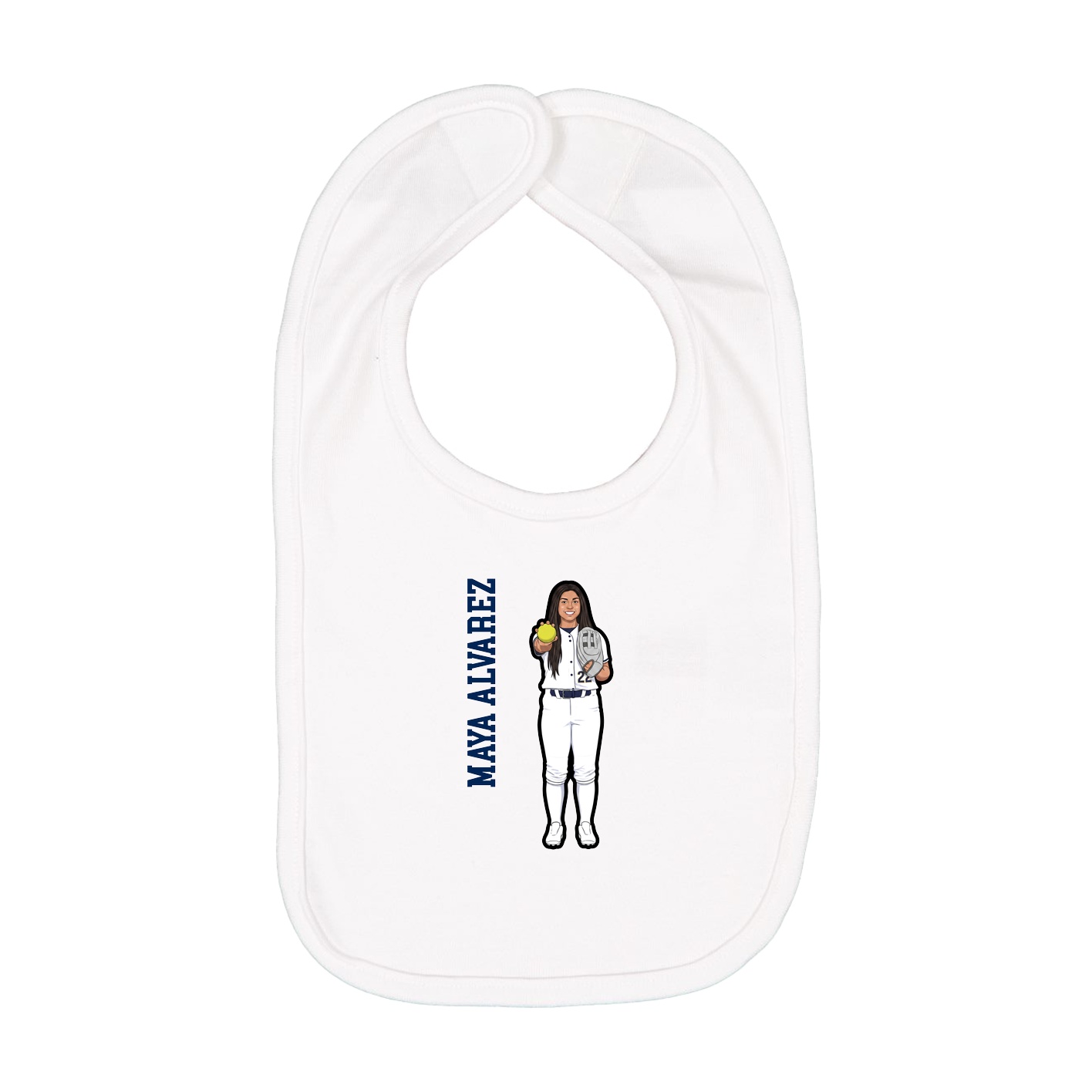 Infant Bib — Name Vertical in White