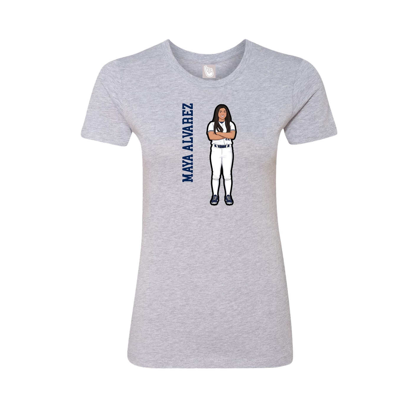 Womens Tee — Name Vertical in Grey