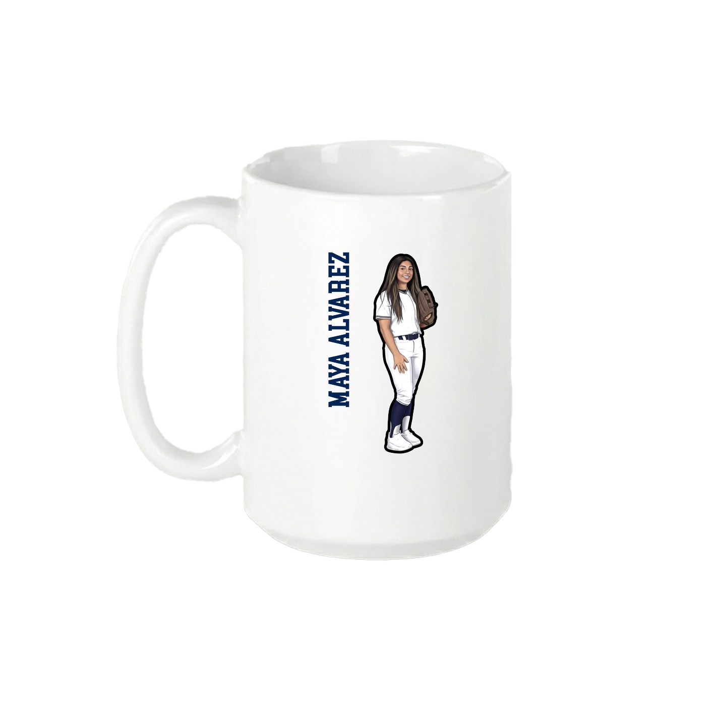 15oz Coffee Mug — Name Vertical in White