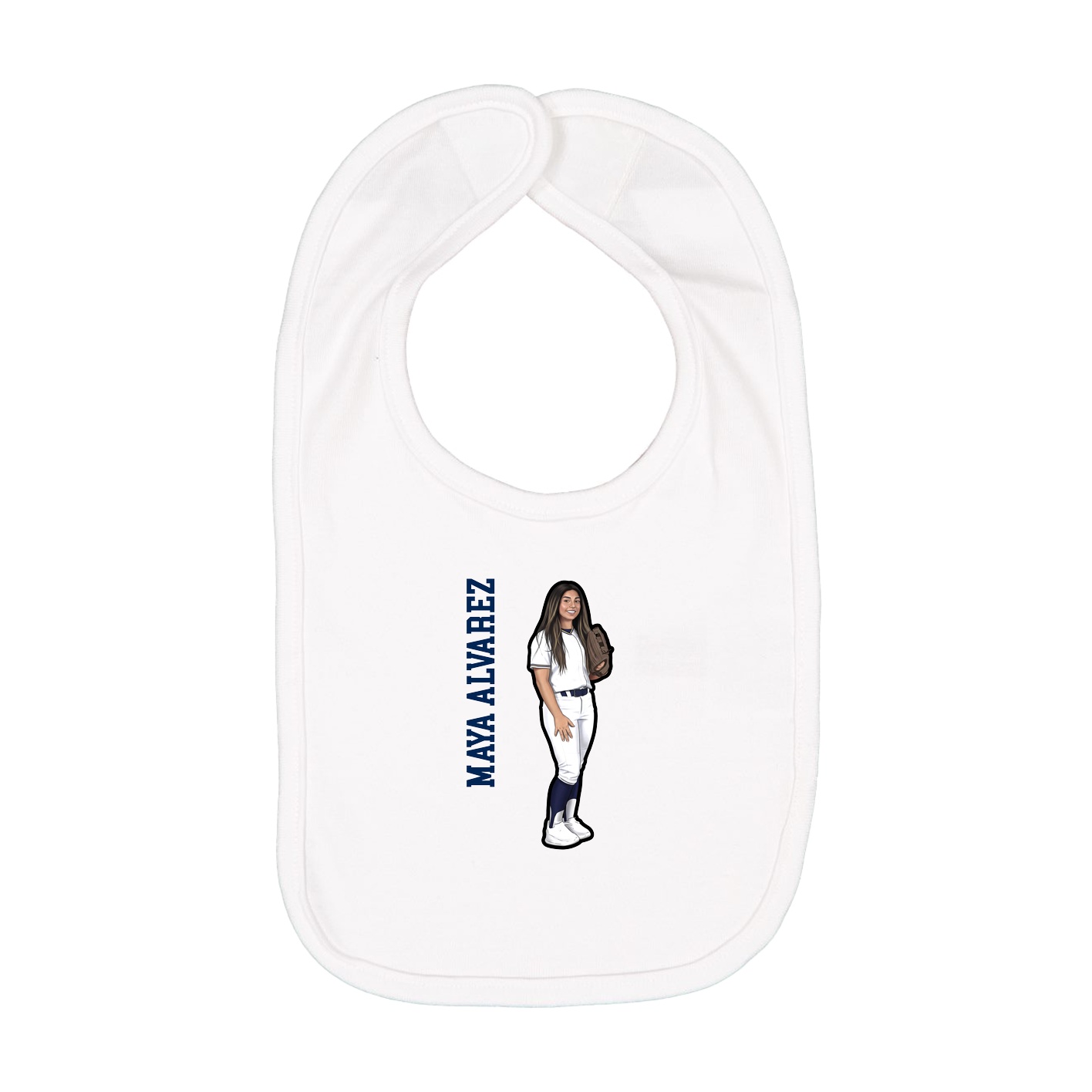 Infant Bib — Name Vertical in White