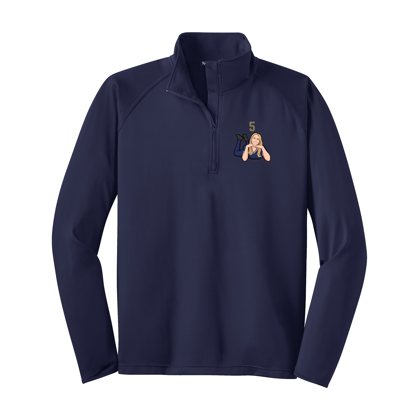 Q-Zip Pullover — Number Top in Navy