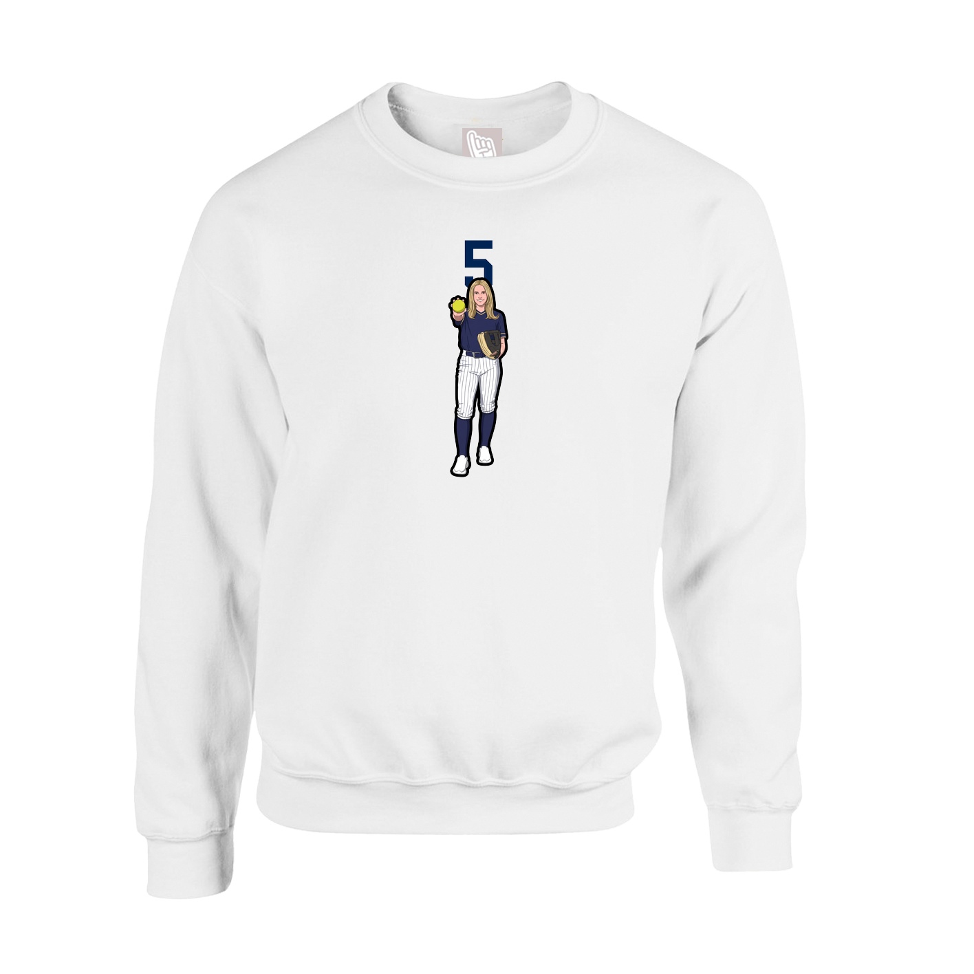 Fleece Crew — Number Top in White