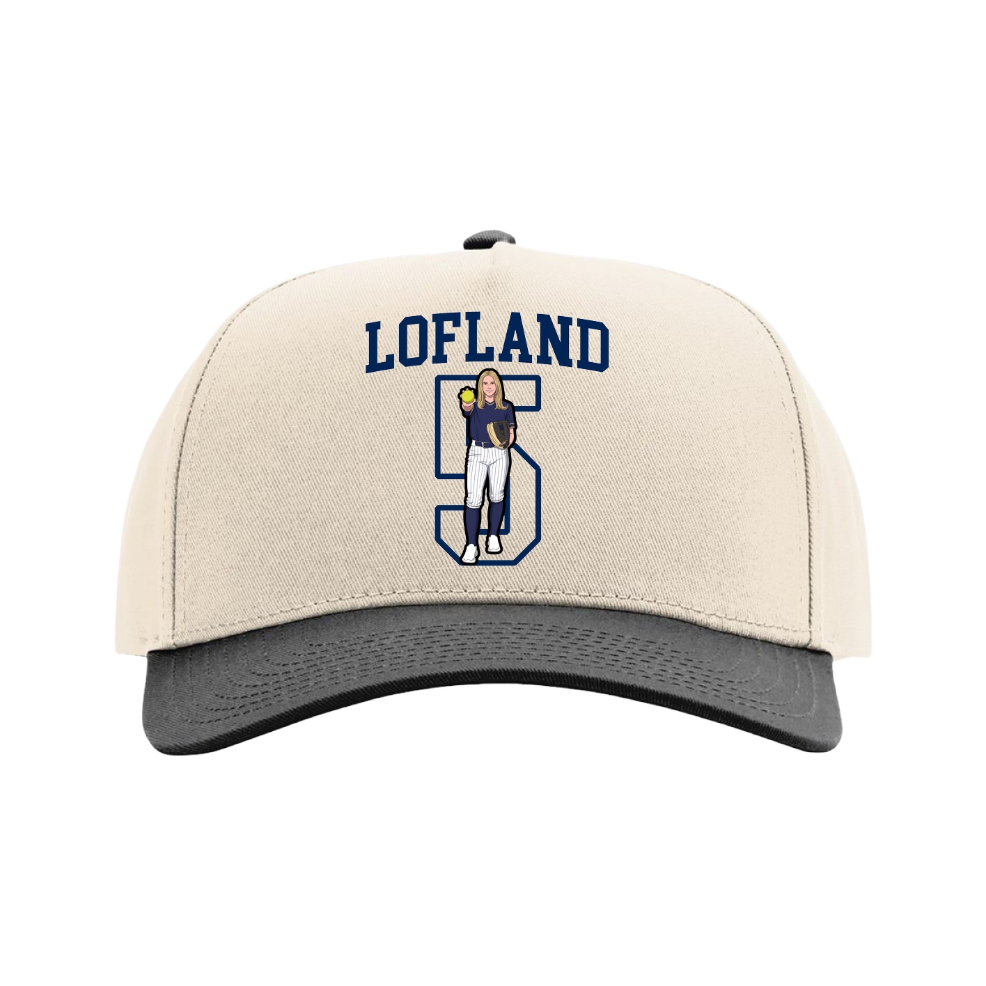 Full Fabric Five-Panel Champ Cap — Shirsey in Cream/Black