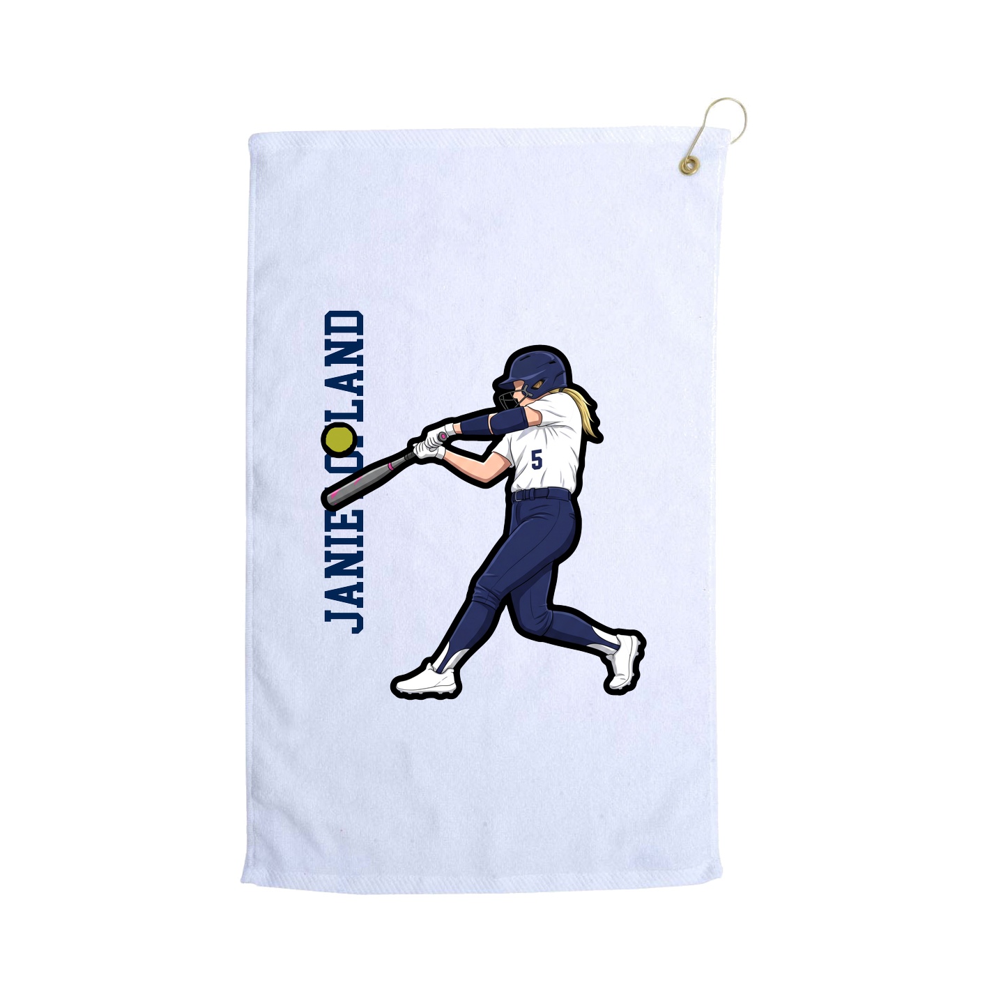 Golf Towel — Name Vertical in White