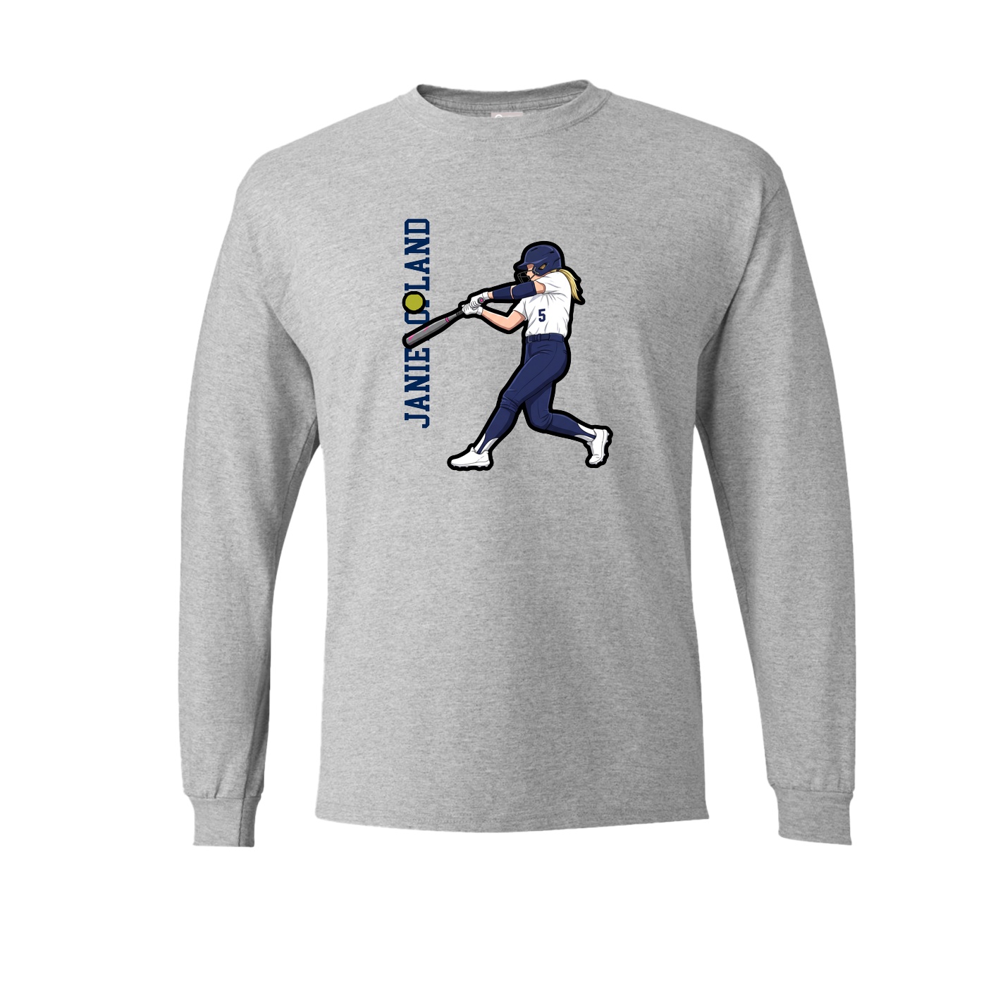 Long Sleeve Tee — Name Vertical in Grey