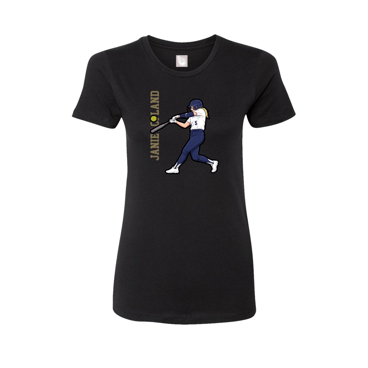 Womens Tee — Name Vertical in Black