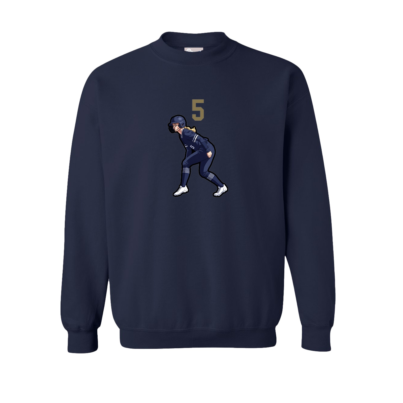Fleece Crew — Number Top in Navy