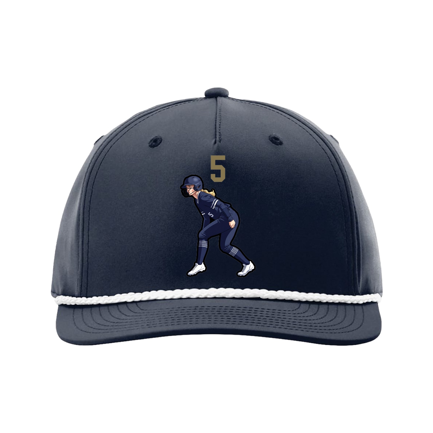 Five-Panel Classic Rope Cap — Number Top in Navy