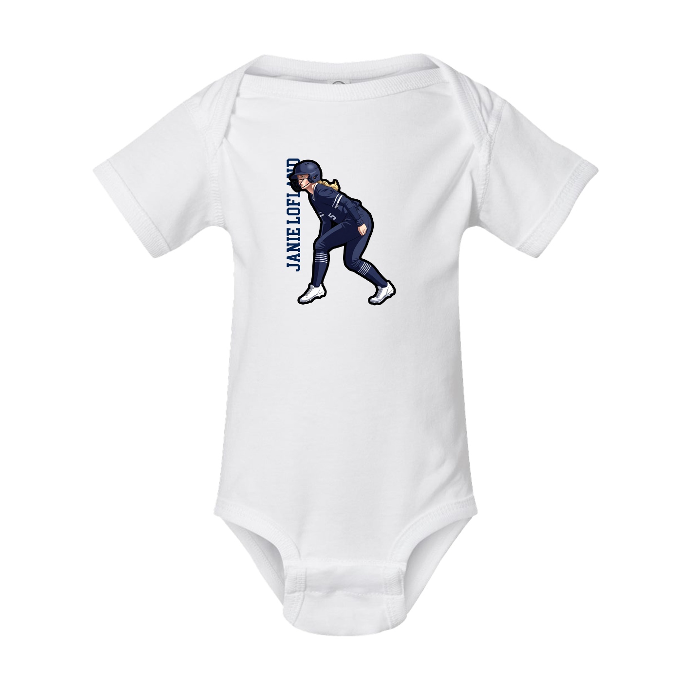 Baby Onesie — Name Vertical in White