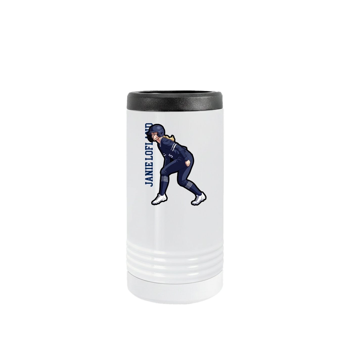 Slim Beverage Holder — Name Vertical in White