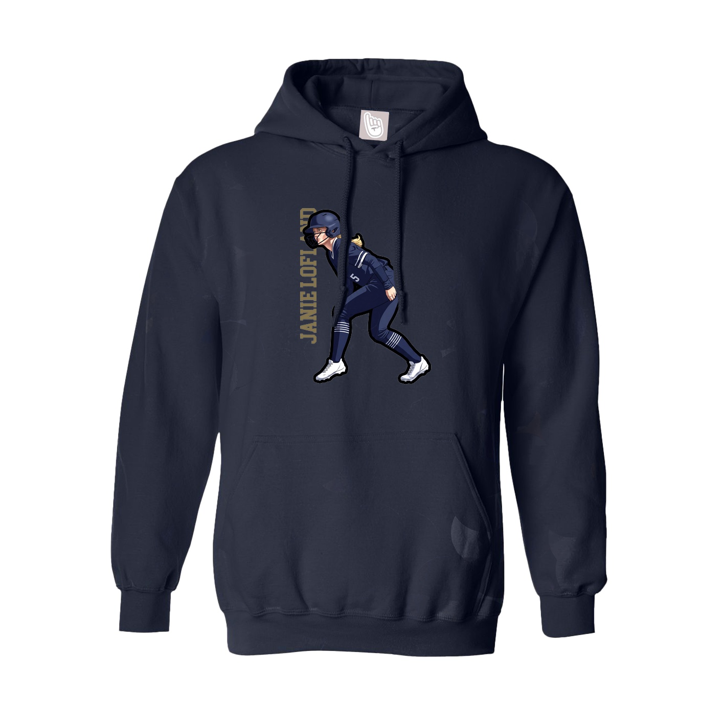 Hoodie — Name Vertical in Navy