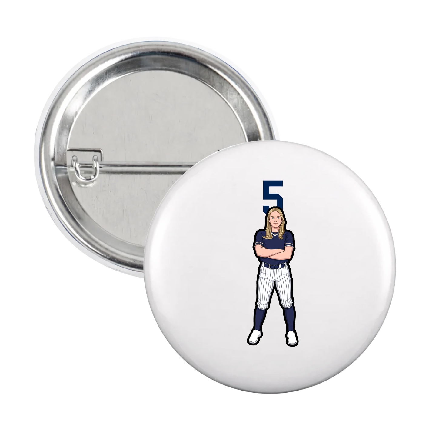 Game Day Button — Number Top in White