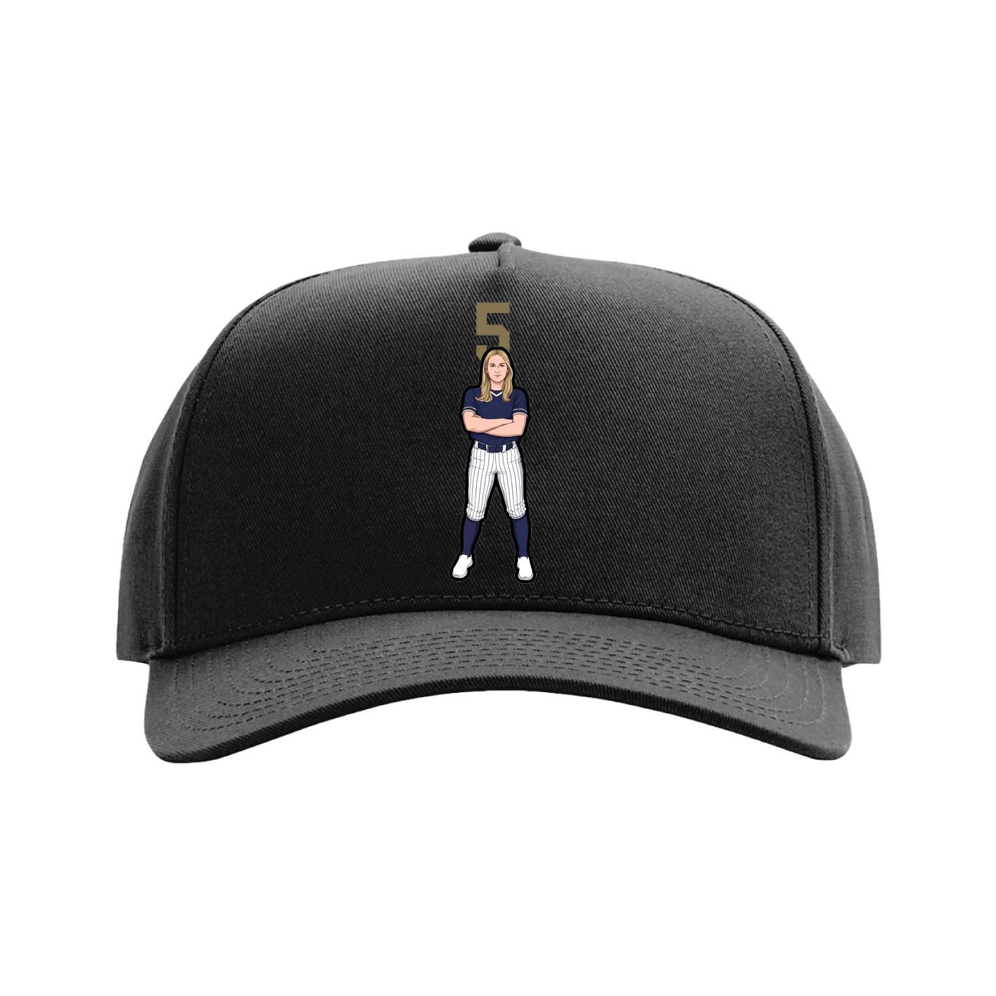 Full Fabric Five-Panel Champ Cap — Number Top in Black