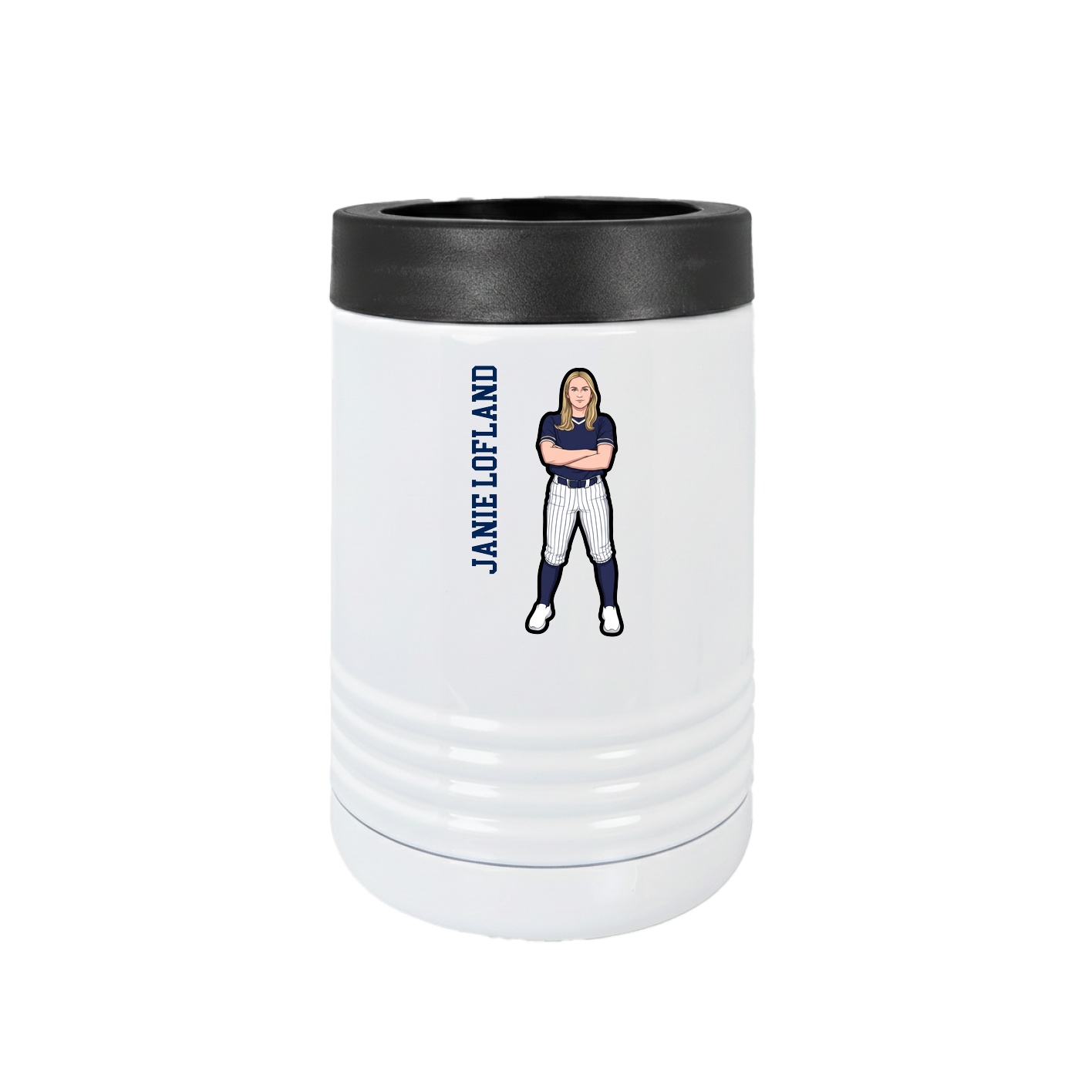 Beverage Holder — Name Vertical in White