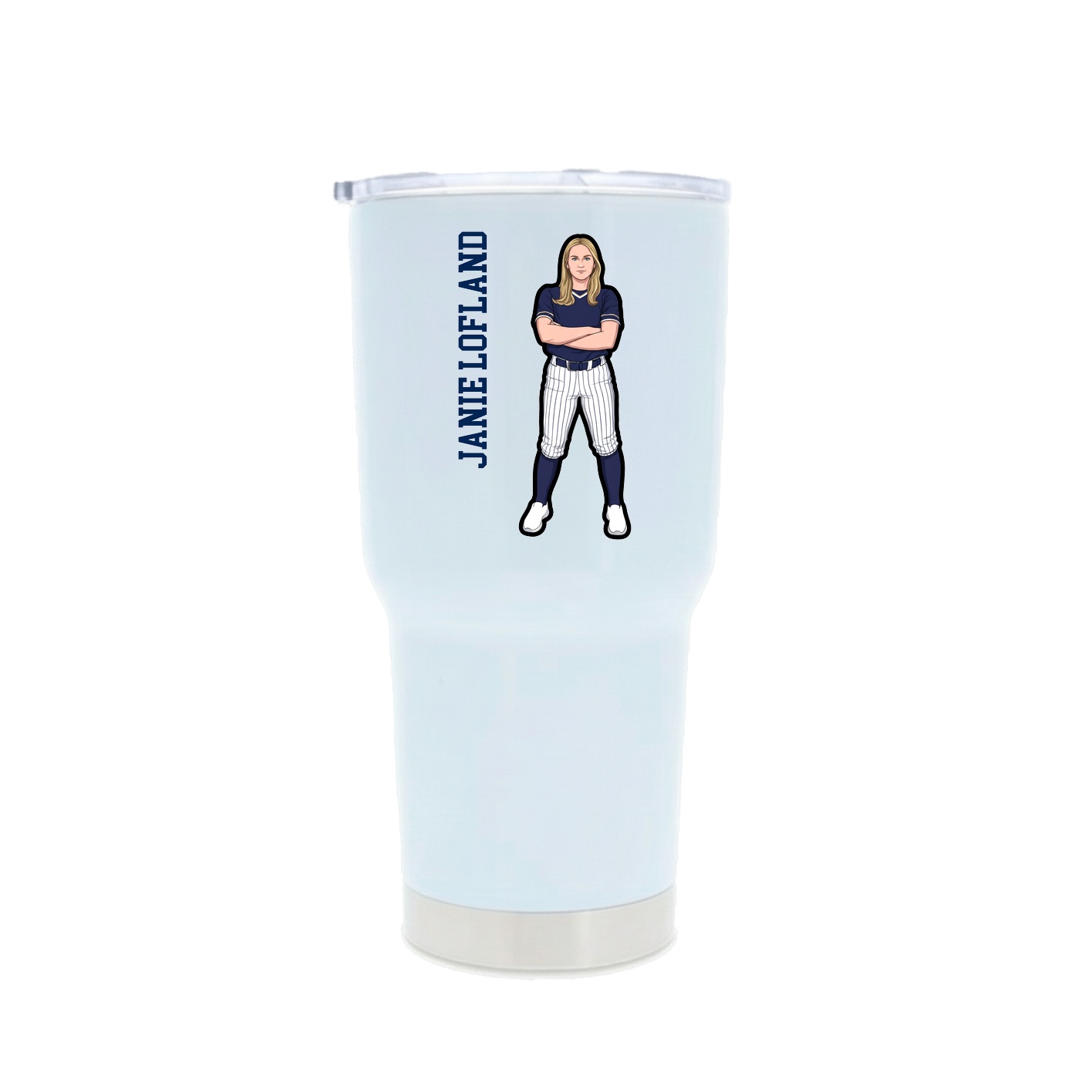 30oz Stainless Steel Tumbler — Name Vertical in White