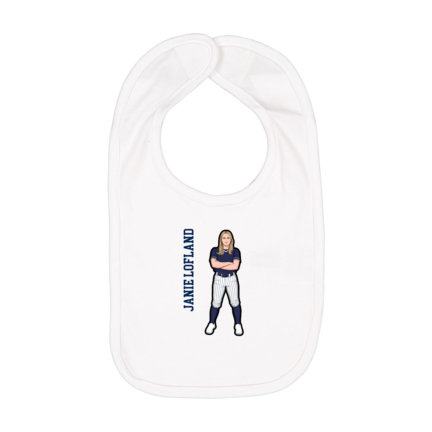 Infant Bib — Name Vertical in White