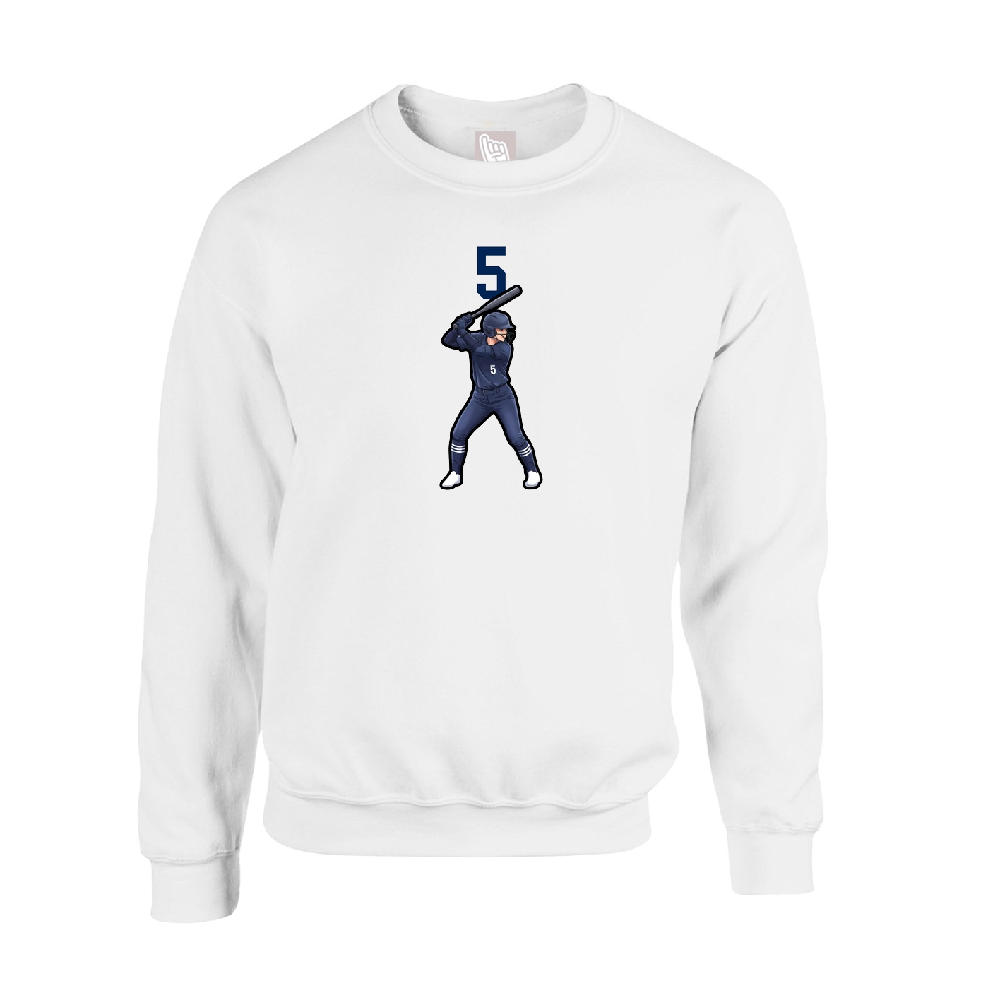Fleece Crew — Number Top in White