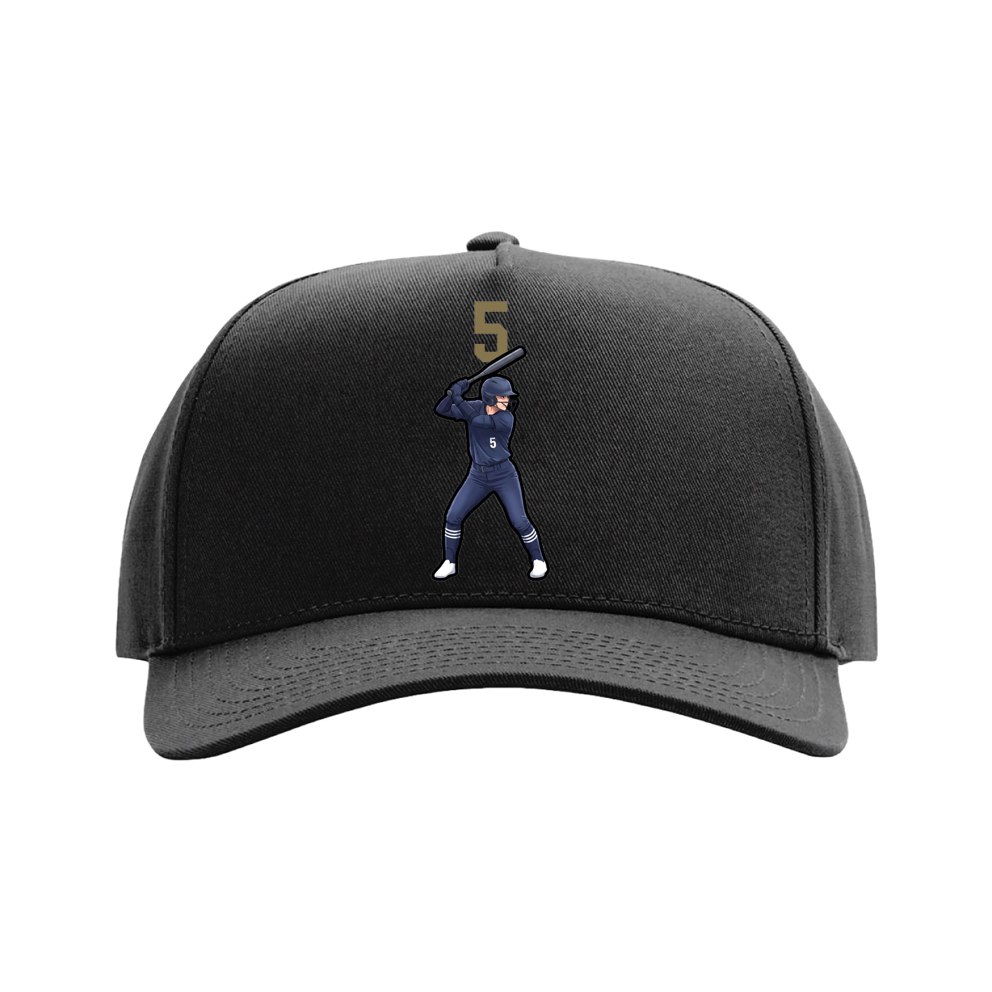 Full Fabric Five-Panel Champ Cap — Number Top in Black