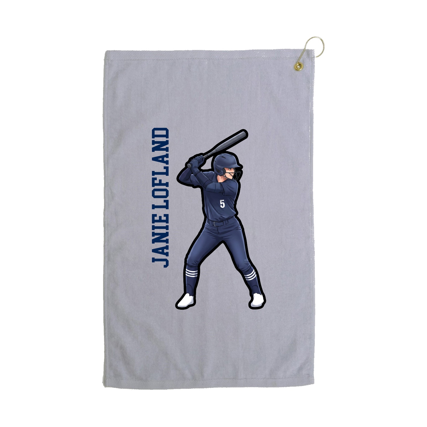 Golf Towel — Name Vertical in Grey