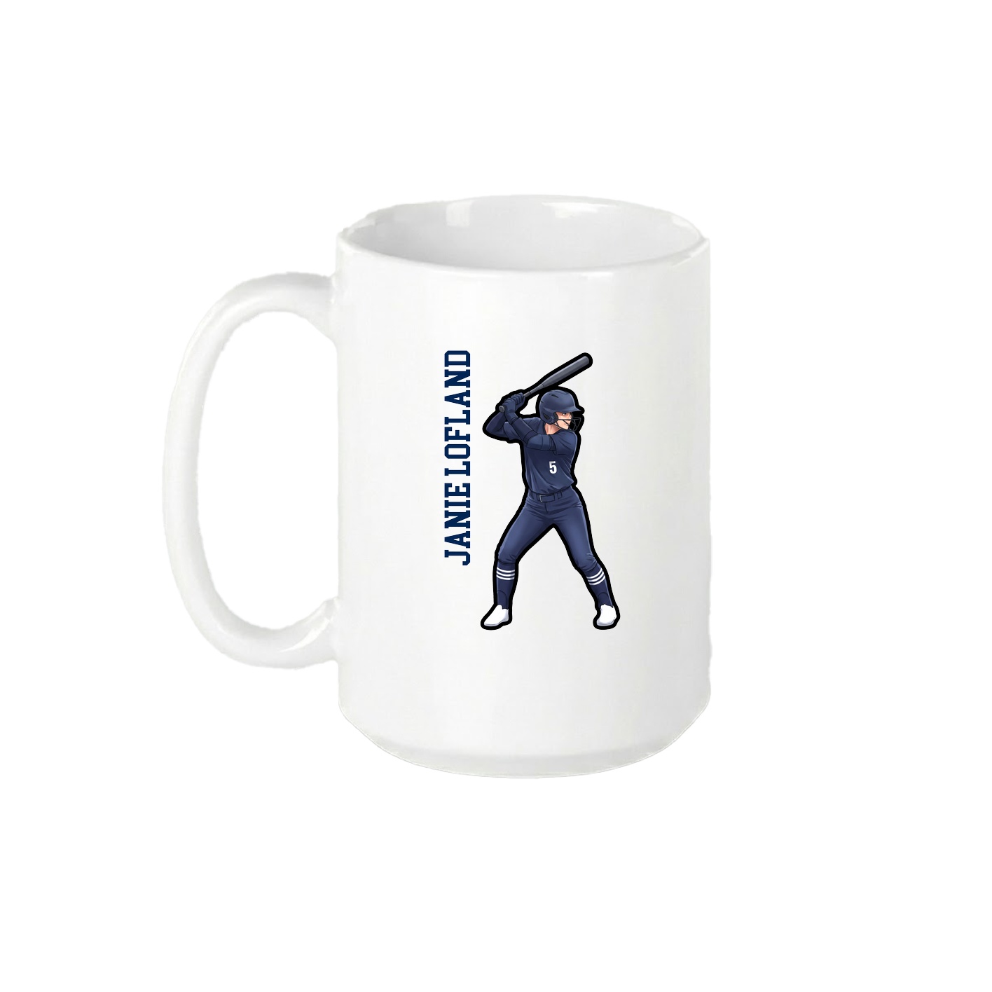15oz Coffee Mug — Name Vertical in White