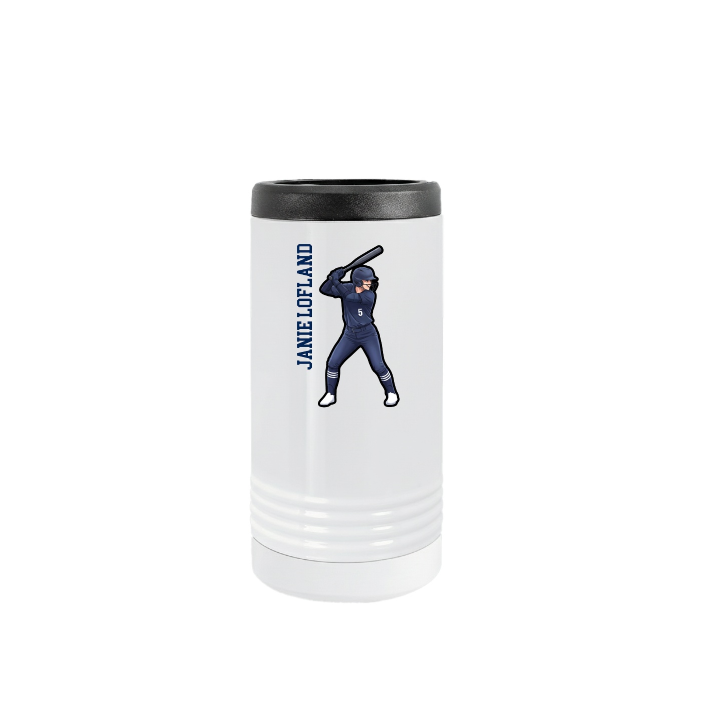 Slim Beverage Holder — Name Vertical in White